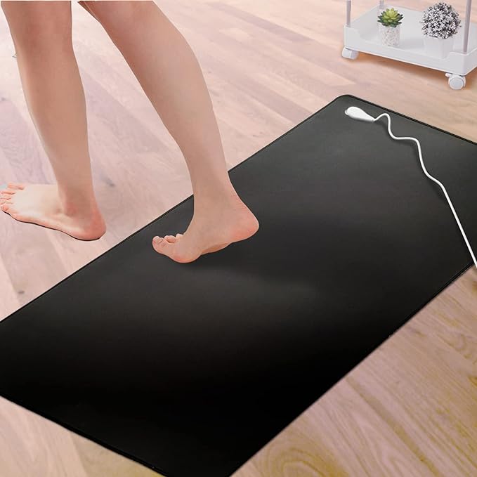 Therapeutic Grounding Mat with Cord - Desk and Foot Wellness Mat for Body Protection, Energy Boost, Pain Relief, and Sleep Enhancement. Grounding Keyboard Mat Dimensions: 11.6x39 inches