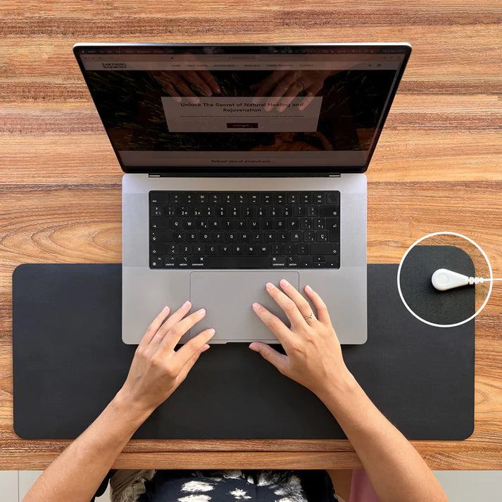 Therapeutic Grounding Mat with Cord - Desk and Foot Wellness Mat for Body Protection, Energy Boost, Pain Relief, and Sleep Enhancement. Grounding Keyboard Mat Dimensions: 11.6x39 inches