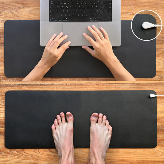 Therapeutic Grounding Mat with Cord - Desk and Foot Wellness Mat for Body Protection, Energy Boost, Pain Relief, and Sleep Enhancement. Grounding Keyboard Mat Dimensions: 11.6x39 inches