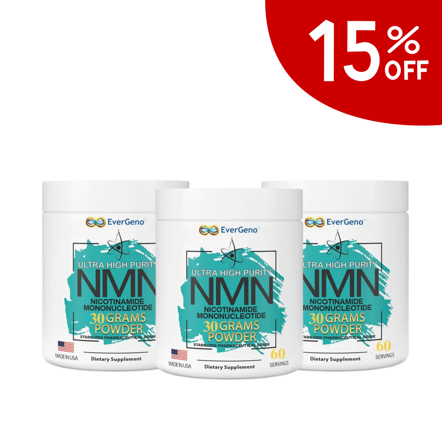 3-PACK NMN POWDER - NICOTINAMIDE MONONUCLEOTIDE (3 * 30g) 90 Grams